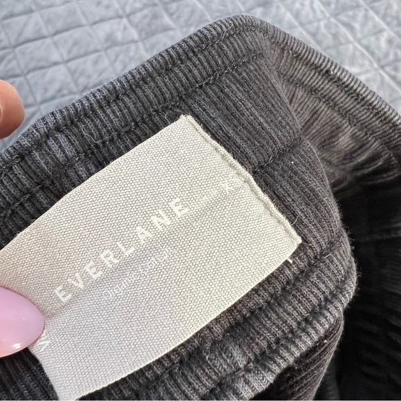 Everlane Pants Women XS Wide Leg Flare Black Ribbed High Rise Stretch F - Picture 9 of 10